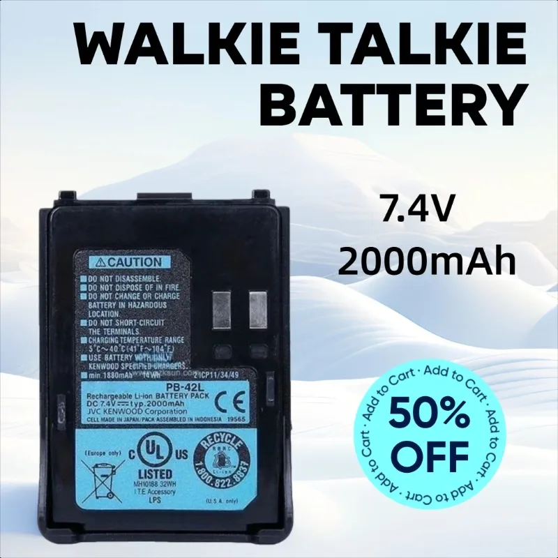 

7.4V 2000mAh PB-42L Battery for Kenwood TH-F6 TH-F6A TH-F6E TH-F7 TH-F7A TH-F7E Radios Walkie Talkie Battery