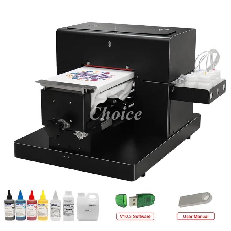 A4 T-Shirt Printer Machine Garment Printing A4 Flatbed Printer Digital Logo Label Photo Flatbed 3D T Shirt Printer Clothes