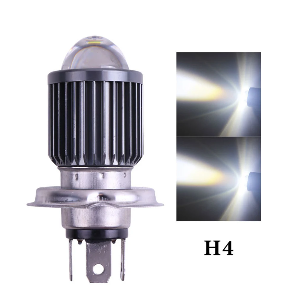 LED Lights Motorcycle Headlights H4 Motorcycle Headlight Dual Color White Yellow Bulbs Lens High Low Beam Lamp