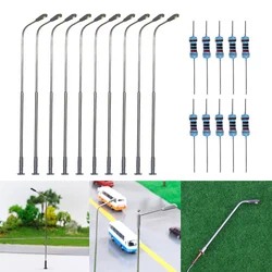 10pcs 1/200 N Scale Diorama Architectural Metal Lamp Model 3V LED Toys Miniature Light Railway Train Layout Kit For Scene