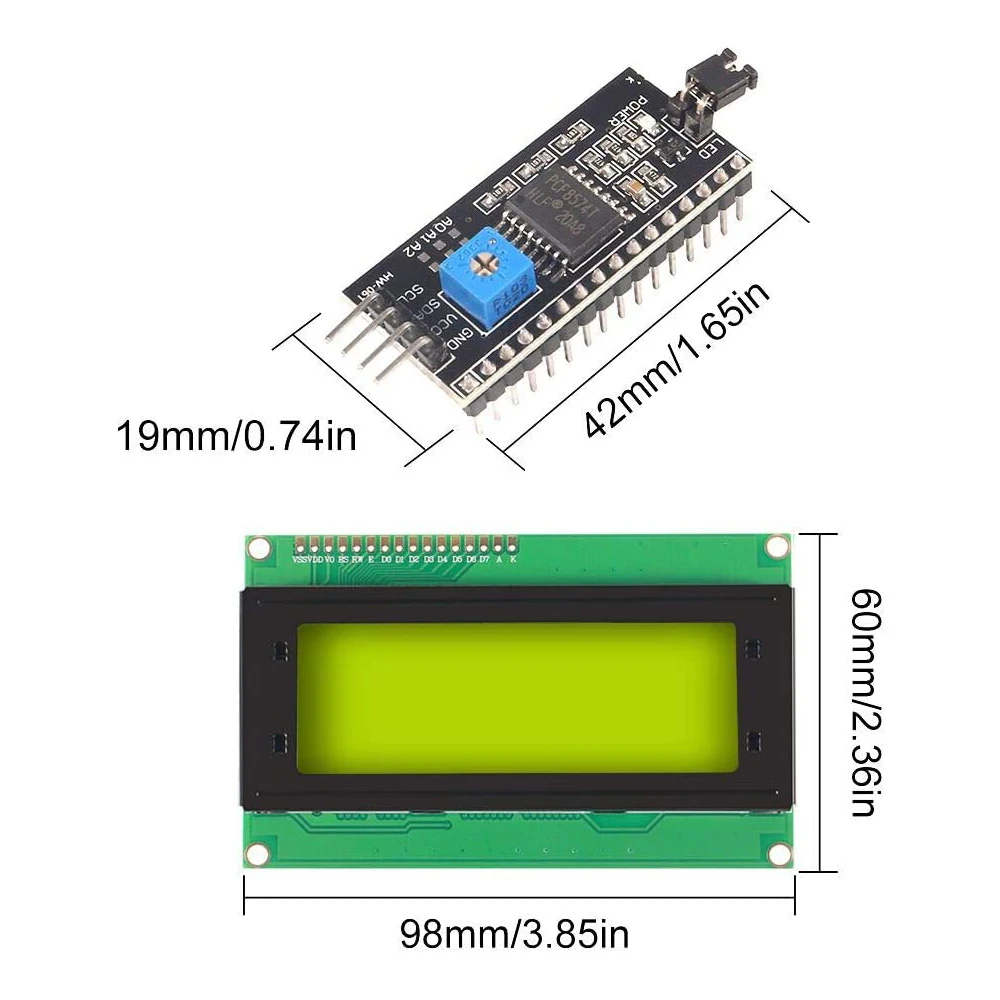 HOPP2004-Adaptateur petsérie pour Ardu37, écran bleu et vert, IIC, I2C, 20x4, HD44780, Rick LCD 2004, IIC, I2C