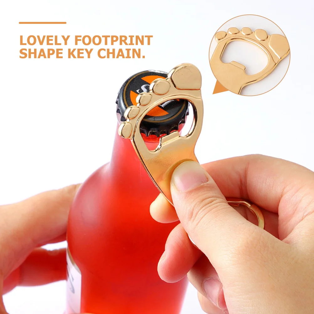 10 Pcs Keychain Bottle Opener Baby Shower Gifts Footprint Beer Thank You Metal for Guest Guests Prizes