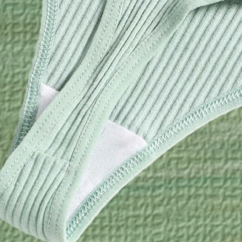 3 قطعة/المجموعة حجم كبير القطن مخطط سلس سيور المرأة بلون تنفس سراويل منخفضة الخصر مريحة g-سلسلة الملابس الداخلية #6