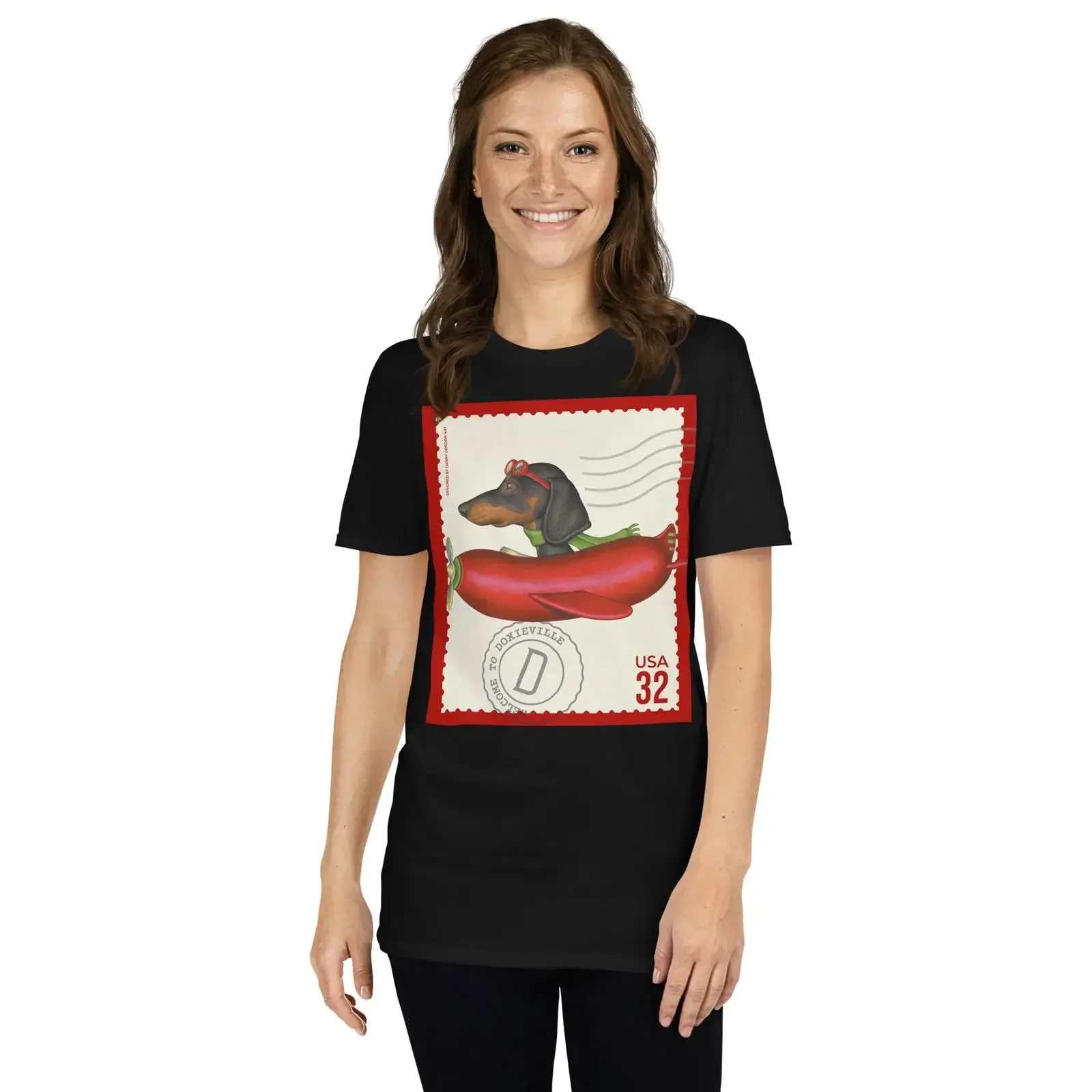 Cute Dachshund Doxie flying Best hot dog plane on  T Shirt vintage Washed Versatile streetwear Stylish Comfortable Stretched