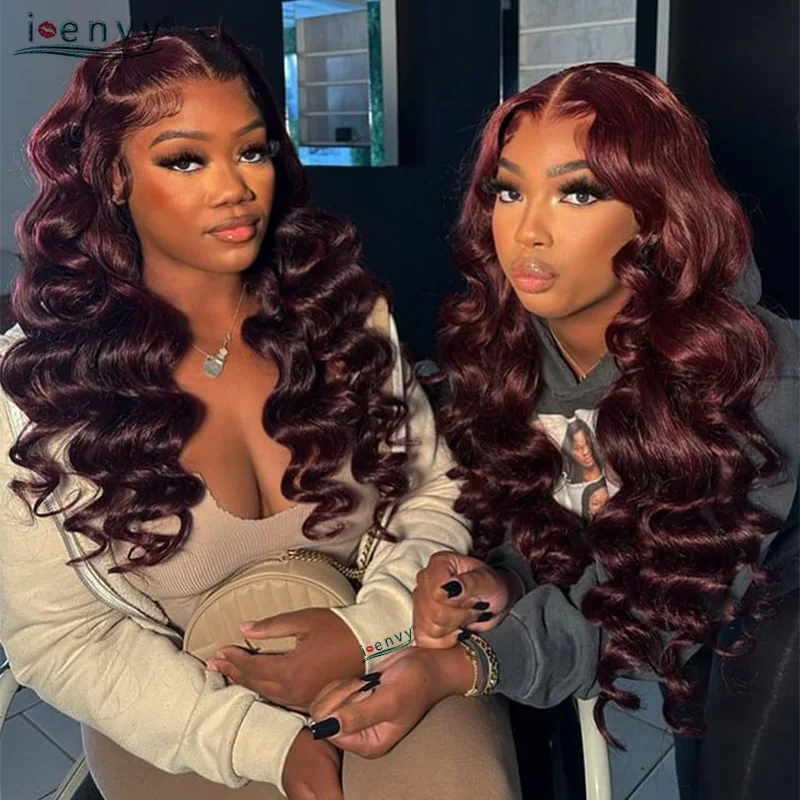 34 Inches Hd Lace Wig Body Wave 13X6 Red Lace Front Human Hair Wigs 13X4 Burgundy 99J Lace Front Wigs Pre Plucked Black Women