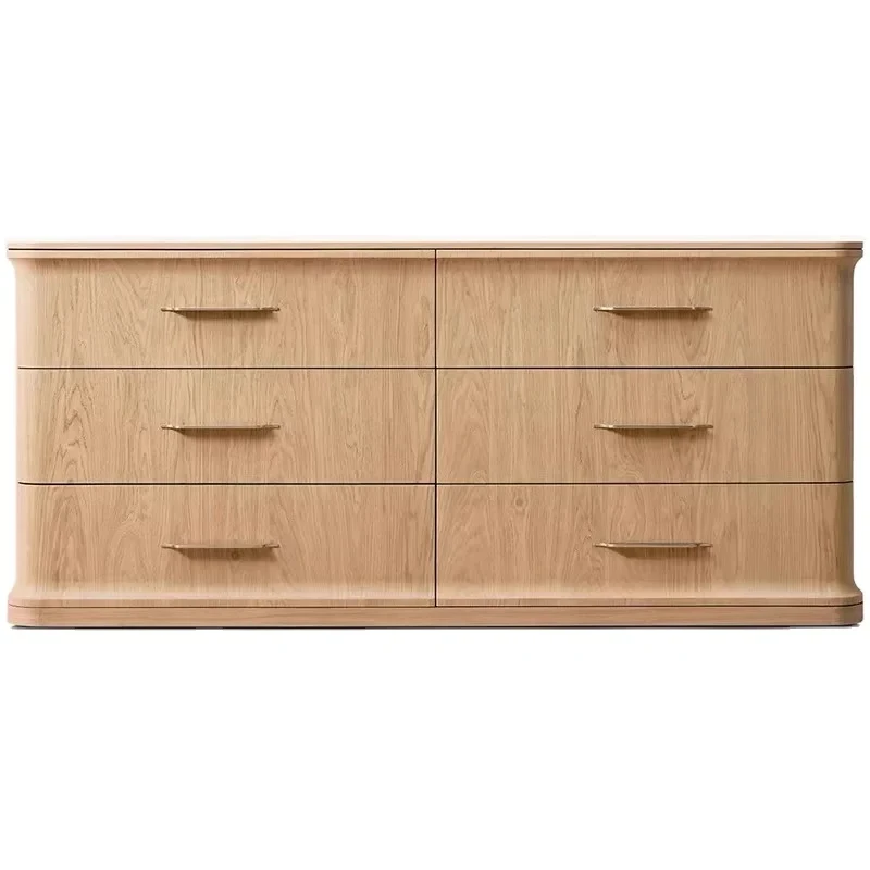 custom.American-Style Solid Wood Six-Drawer Cabinet Custom French Retro Sideboard Bedroom & Living Room Simple Oak Storag