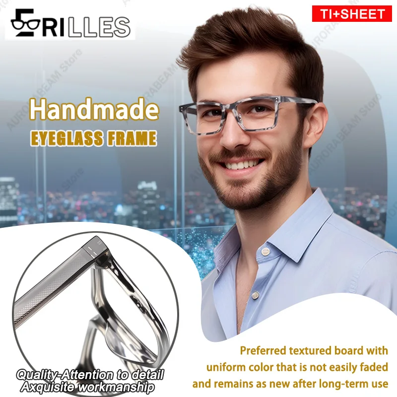 

[Exquisite Handmade]Artisan Retro Acetate Frames,Tortoise Square Eyewear,Non-Slip Design,Premium Business Accessory,Long-Lasting