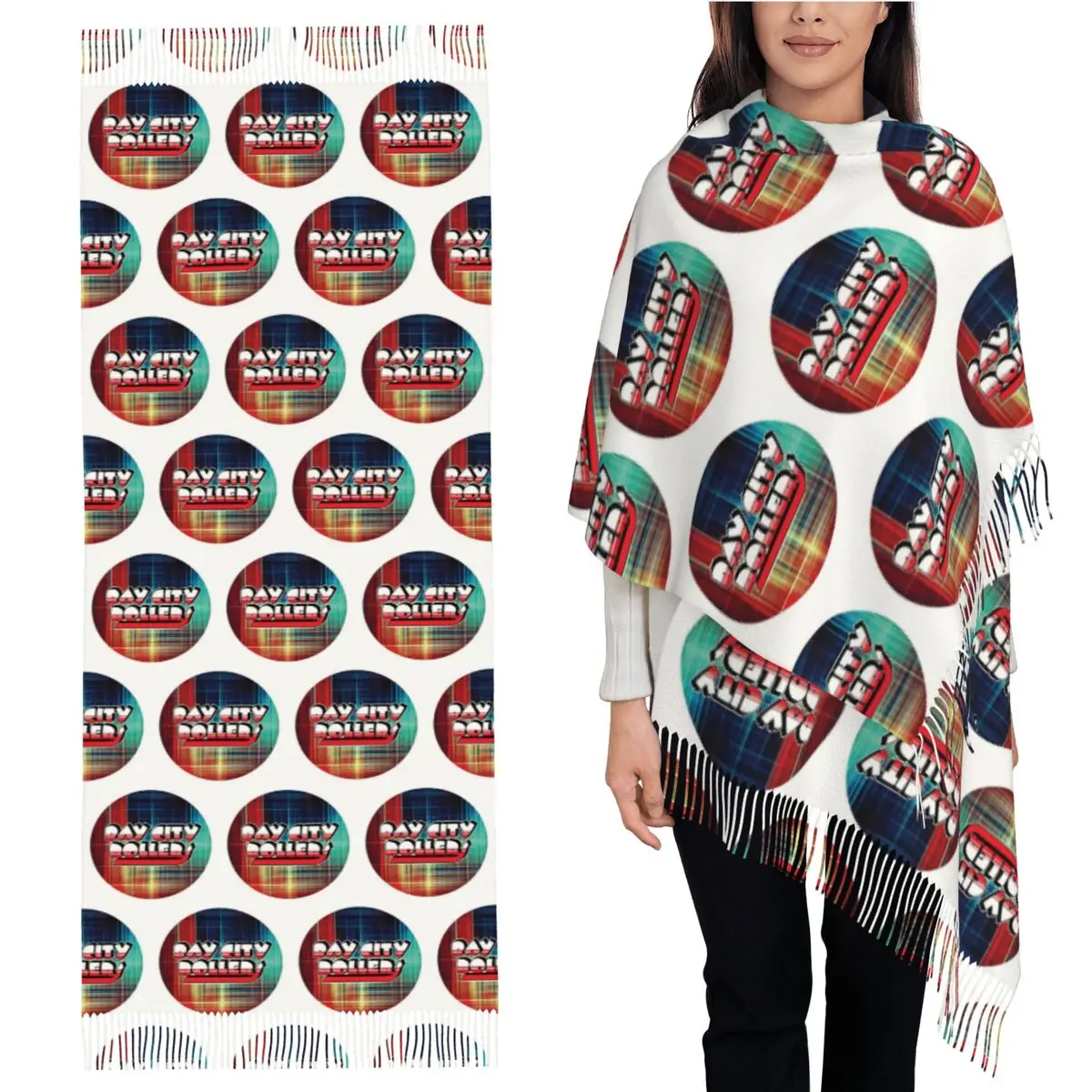 

Bay City Rollers Scarf Tassel Scarves for Women Soft Warm Shawls and Wraps Long Fall Winter Shawl Wrap