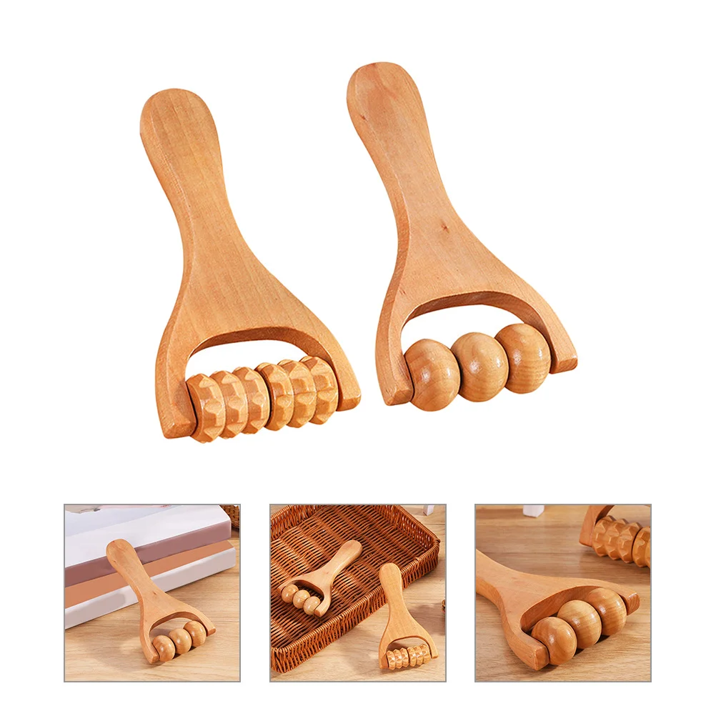 

2 Pcs Foot Massage Tools Wooden Massager Roller Neck Scroll Wheel for Body Muscle