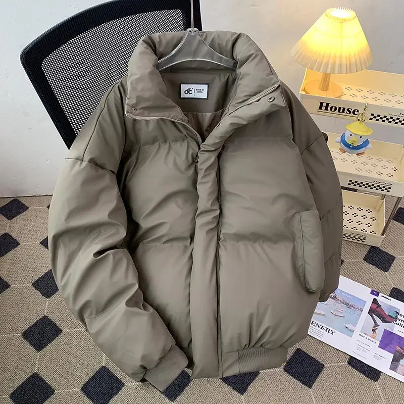 

American Sle ort Thiened Cotton Jaet Men's Korean Street Sle Winter Warm Bread Coat Stand Collar Casual Wear