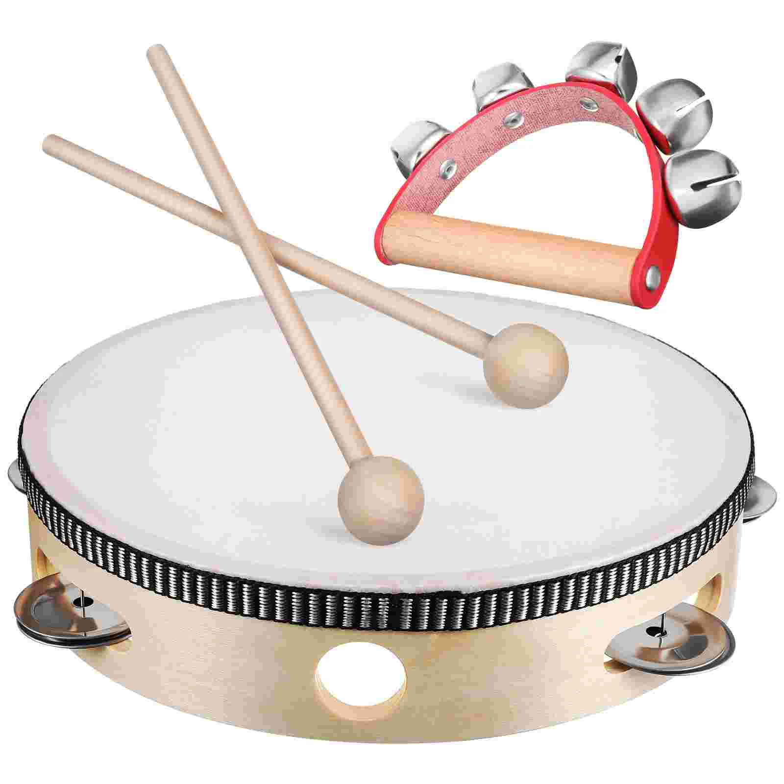 

Tambourine Drum with Mallets Toy Hand Aldult Tambourines for Adults Kids Shaker Musical Wood Baby