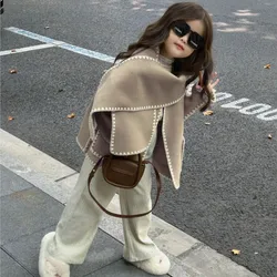 Temperament Elegant Loose Women's Coat With Scarf Fashion Long Sleeve Pocket Single Breasted Lady Jacket Coat 2023 Autumn Winter