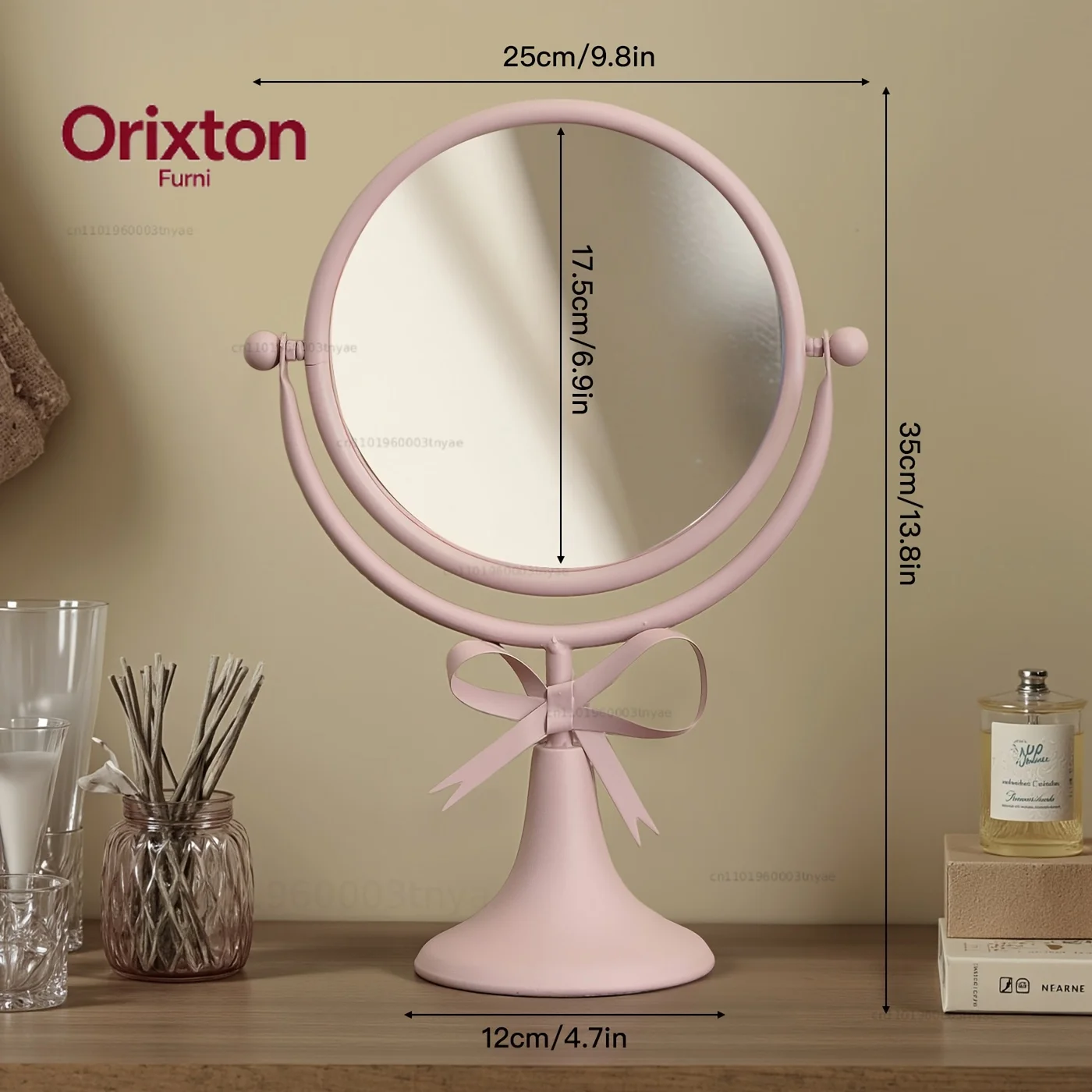 360° Rotation Ironwork Cosmetic Mirrors Retro Desktop Single-sided Makeup Mirror Princess Mirrors Household Bedroom Vanity Decor