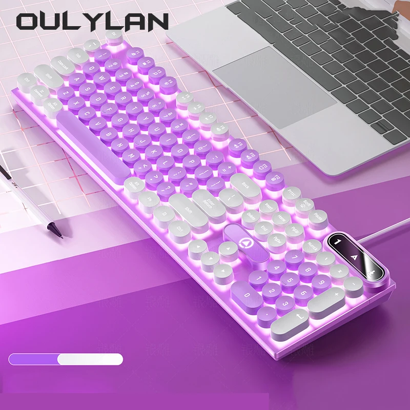 2024 K600 Esports Game Luminous Keyboard USB Wired Punk Color Blocking Gaming Keyboard 104 Keys Computer Accessories