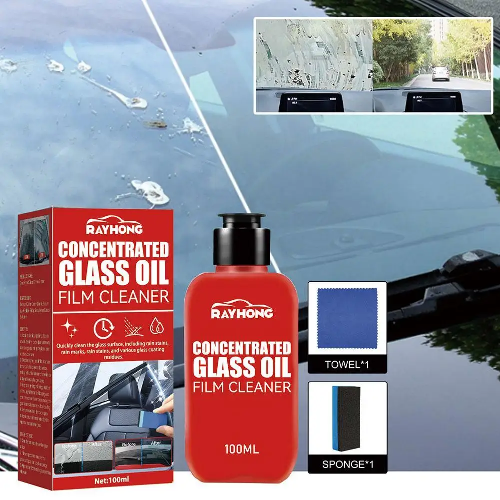 Car Glass Oil Film Set Remover Paste Windshield Cleaning Tool Universal Glass Cleaner For Auto And Home Eliminates Coatings