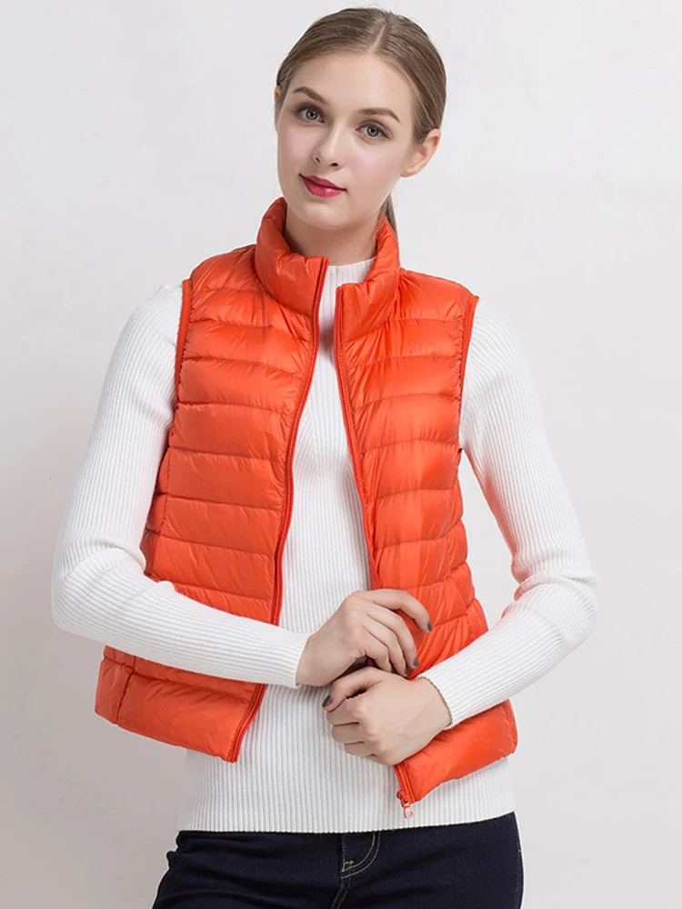 Women Vests 2023 New Autumn Winter Ultra Light Duck Down Vest Female Slim Sleeveless Jacket Windproof Warm Puffer Waistcoat