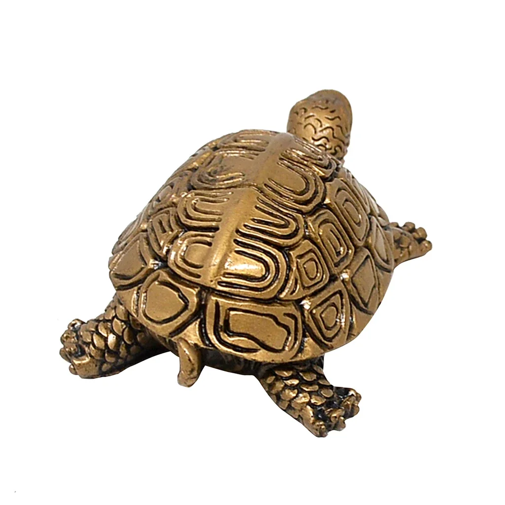 Resin Bronze Turtle Tortoise Statue Lucky Ornament Collectable Figurine Feng Shui Ornament for Office Home Decoration