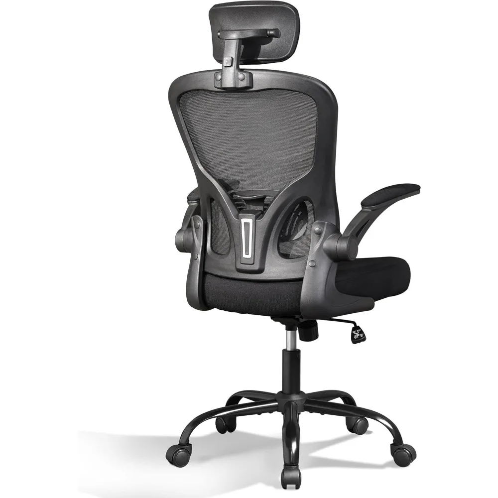 Mesh Computer Office Chair, High Back Ergonomic Desk Chair with Flip-up Armrests,Adjustable Headrest, Backrest,Lumbar Support