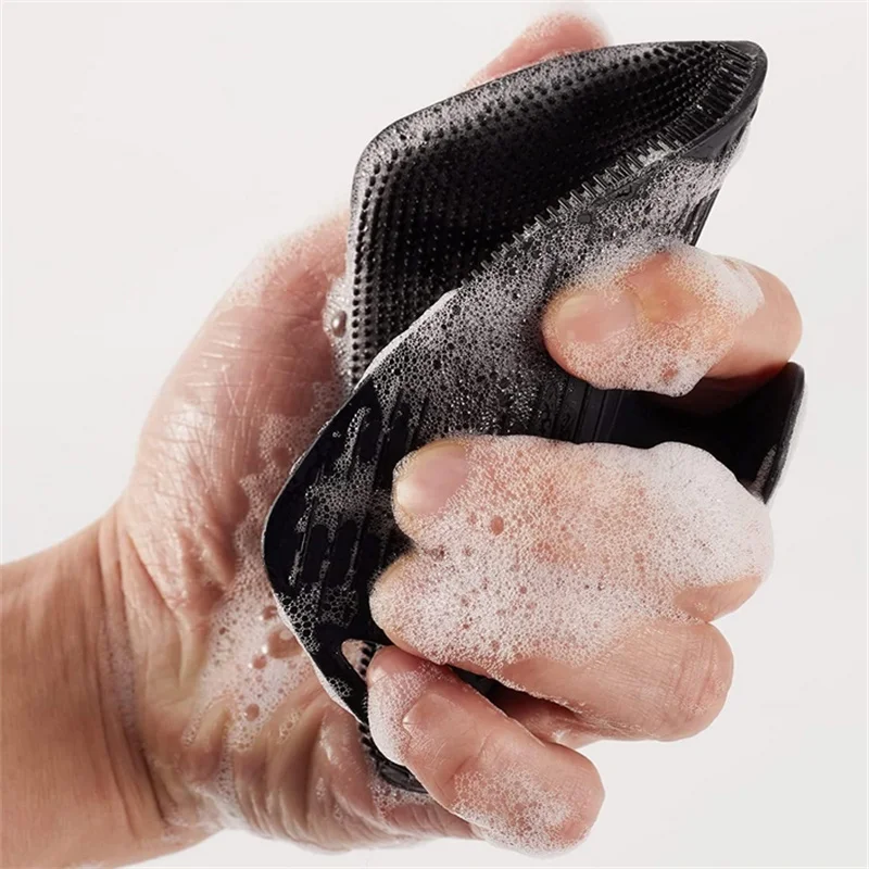1 Buah Sikat Pengelupasan Silikon Hitam untuk Pria Pembersih Manual Pembersih Tubuh Perawatan Tubuh Scrubber Mandi Sikat Mandi Pijat Lembut
