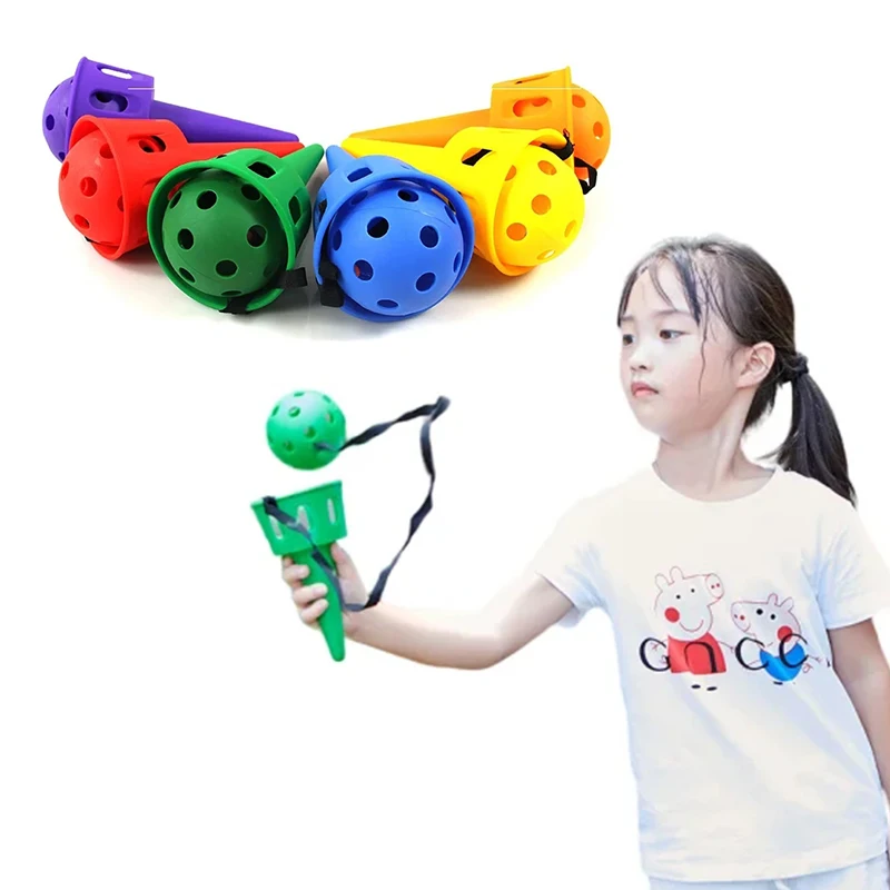 Throw Catch Ball Game Toy Set for Children Outdoor Throw and Catch Ball Toy Softball for Beginner Kids Motor Skills Toy Gift