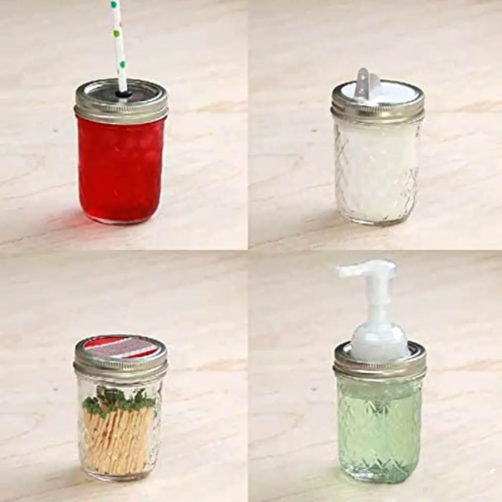 12Pcs Tinplate Mason Jar ฝาปิด Reusable 70/86มม.ปกติกว้างปาก Leak-Proof Seal Silver Mason canning ครัวอุปกรณ์