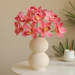6Pcs/Lot Orchid Magnolia Cymbidium Artificial Silk Flowers Bouquet Flores Home Party Spring Wedding Decoration Fake Flower