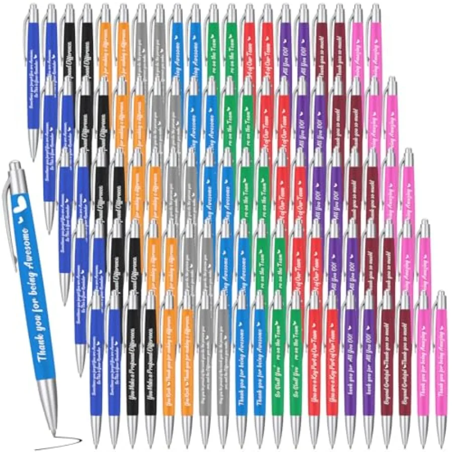 

200 Pcs Pens Employee Appreciation Gift Black Ballpoint Ink Funny Motivational Thank You Pens Bulk for Office Worker Teacher Wo