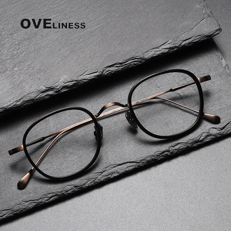 2022 Pure Titanium Glasses Frame Men Ultralight Retro Round Myopia Optical Prescription Vintage Eyeglasses Frames Women Eyewear