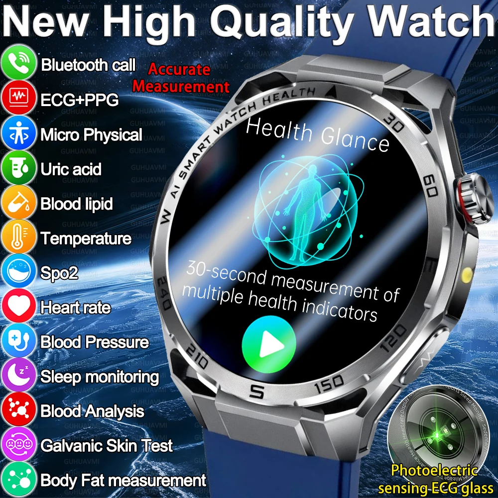 

New AI-GPT Smart Watch AMOLED Display Bluetooth Call ECG+PPG Health Monitoring Uric Acid/Blood Lipid/BP/SpO2 Smart Watch Men