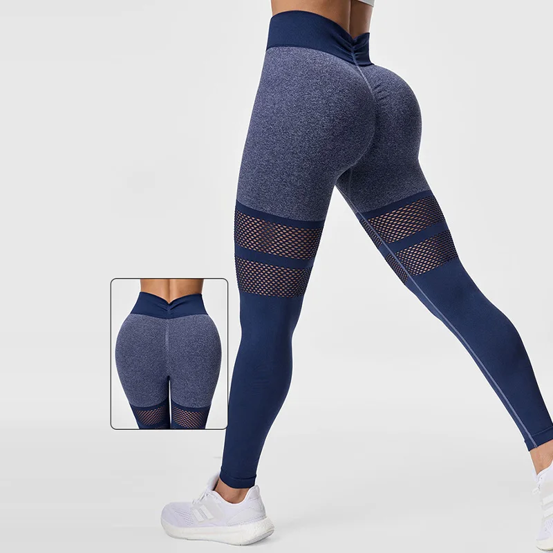 

High Waist Women's Leggings Stretch Yoga Pants Tights V Peach Buttocks After Mesh Opening Push Up Fitness Running Sportswear