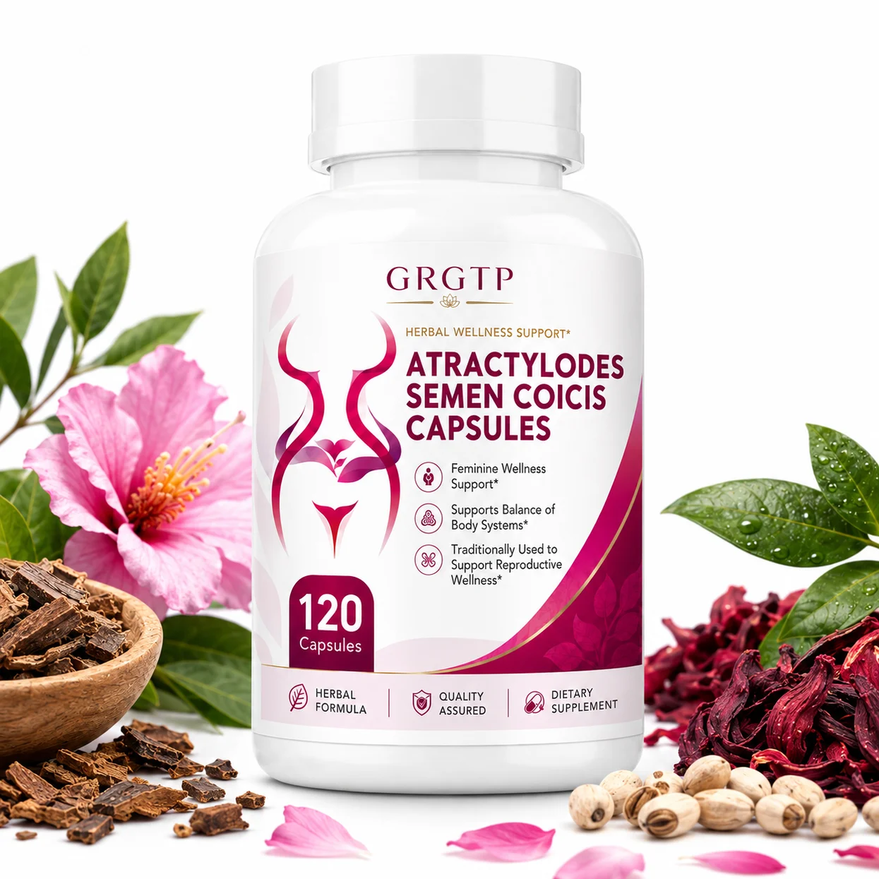 Atractylodes semen Coicis Capsules - Appetite Regulator, Balance of Body Systems, Support Women Reproductive Wellness, Cellulite