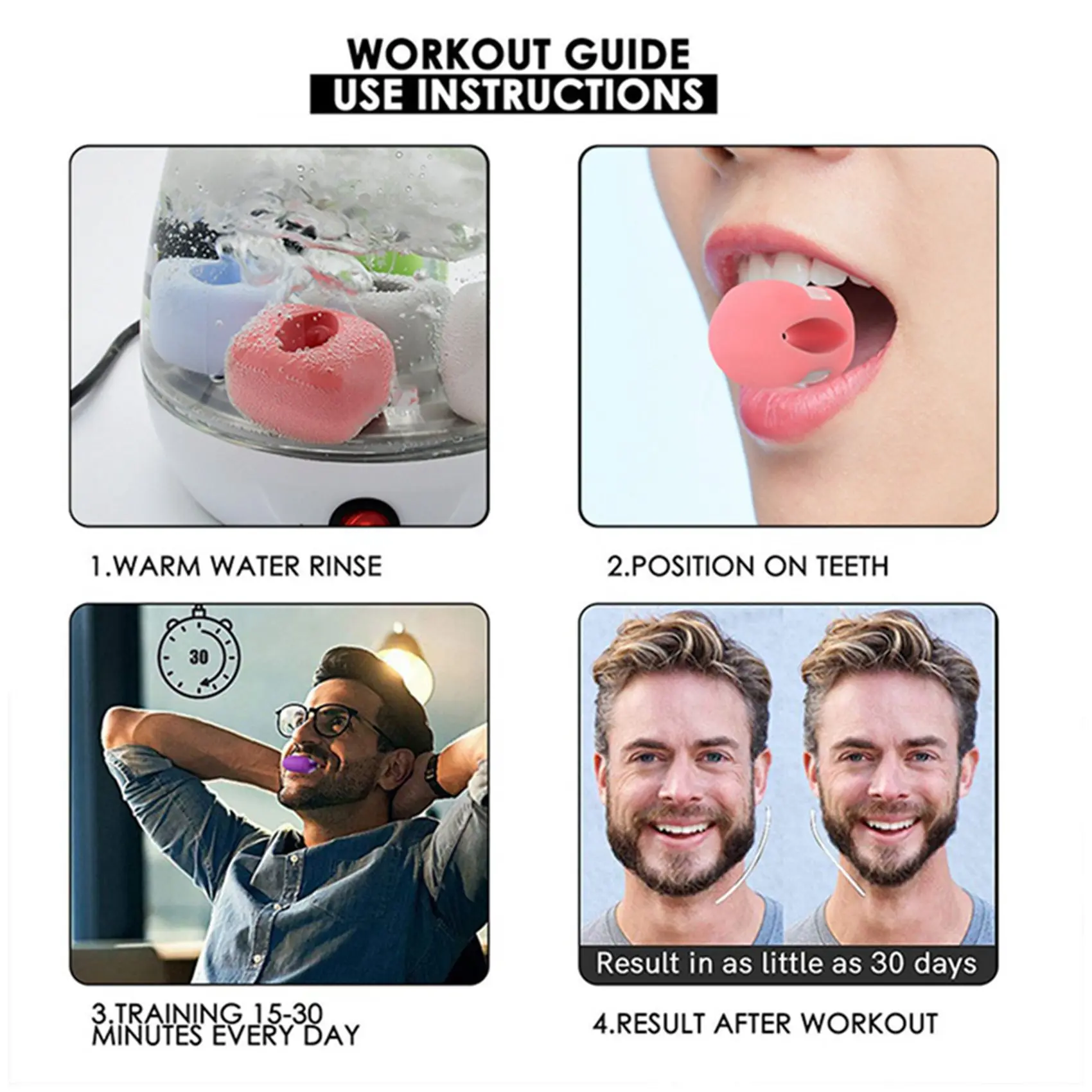 

2X Fitness Face Masseter Men Facial Go Mouth Jawline Jaw Muscle Exerciser Chew Ball Chew Bite Breaker Training,Black