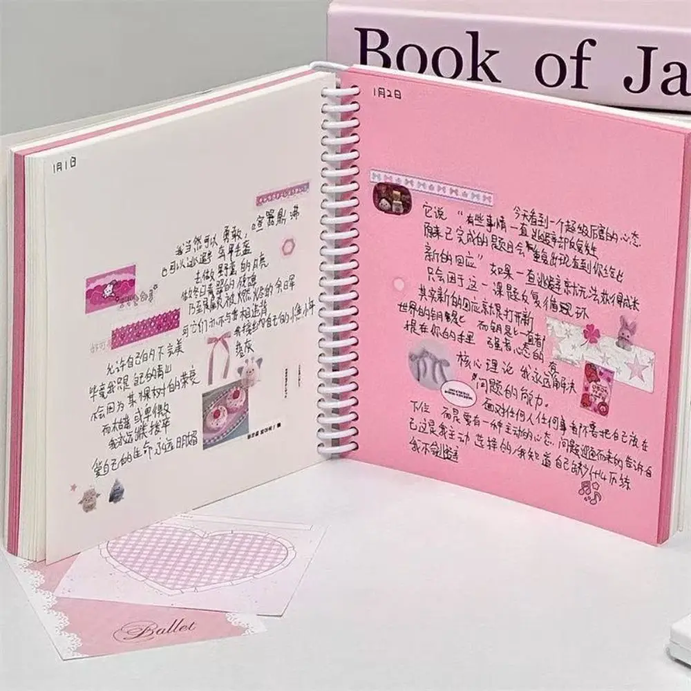 Cute Pink Line Spiral Book Blank Inner Pages DIY Diary Book Gift Notepad Stationery Supplies