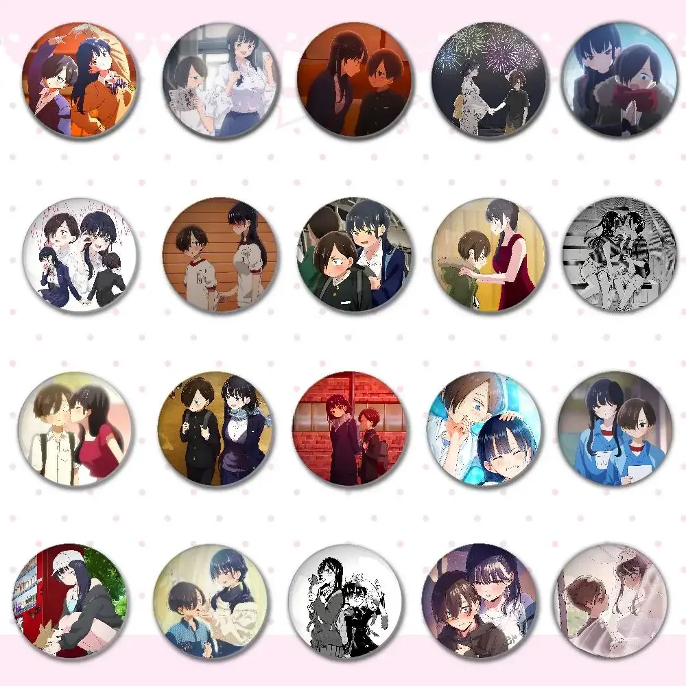 Die Gefahren in meinem Herzen Anime Abzeichen Runde Brosche Niedliche Cartoon Idol Cosplay Abzeichen DIY Rucksack Kleidung Schmuck Pins