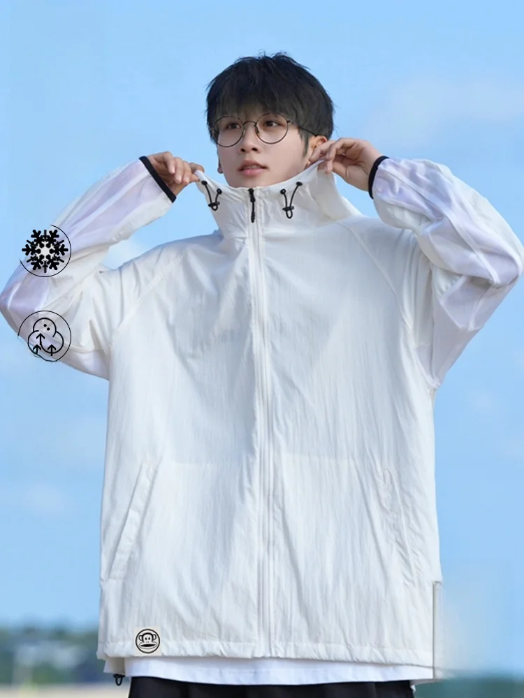 

PaulFrank Ice Silk Thin UPF50 Sun Protection Clothing Men's Summer UV Protection Hat Hooded Top Breathable Qui Dry Lightweight