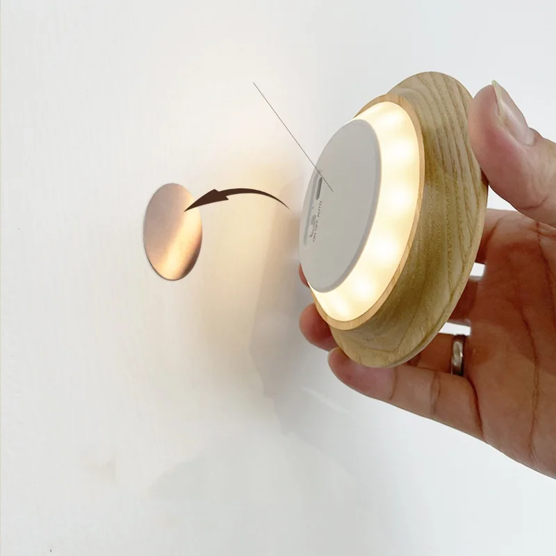 Luz de inducción magnética de madera maciza de estilo minimalista moderno, lámpara de carga en relieve para pared, regalos creativos culturales, pasillo y dormitorio