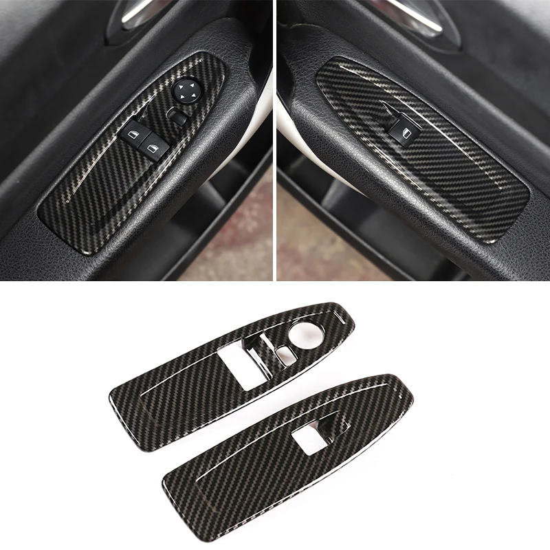 Carbon Fiber Style Car Glass Lift Switch Panel Decorative Frame For BMW 1 2 Series F20 F21 F22 F45 F46 2014-2019 Auto Accessory
