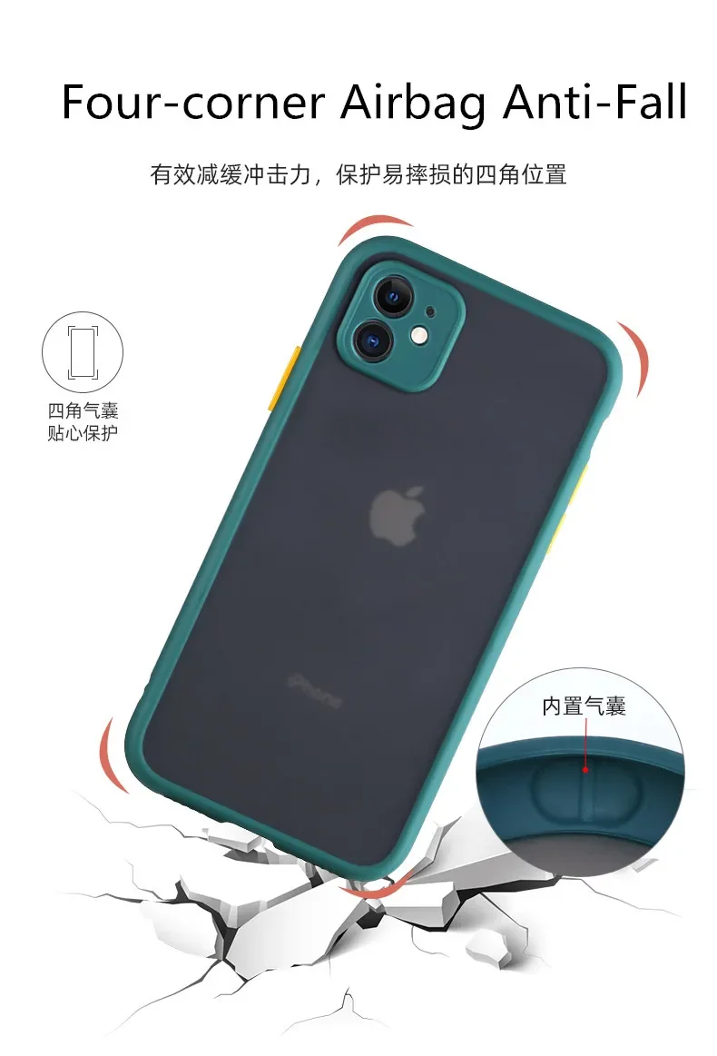 Soft TPU Bumper Phone Case For iPhone 15 14 13 12 Mini 11 Pro XS Max XR X 8 7 Plus SE 2022 2020 Plastic Matte Back Cover