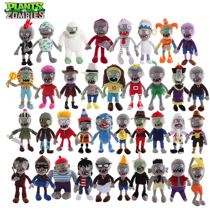 30cm Plants VS Zombies Stuffed Plush Doll Toys Microphone Zombie  Newspaper Zombie Cartoon Game Cosplay Anime Figure Kids Gifts