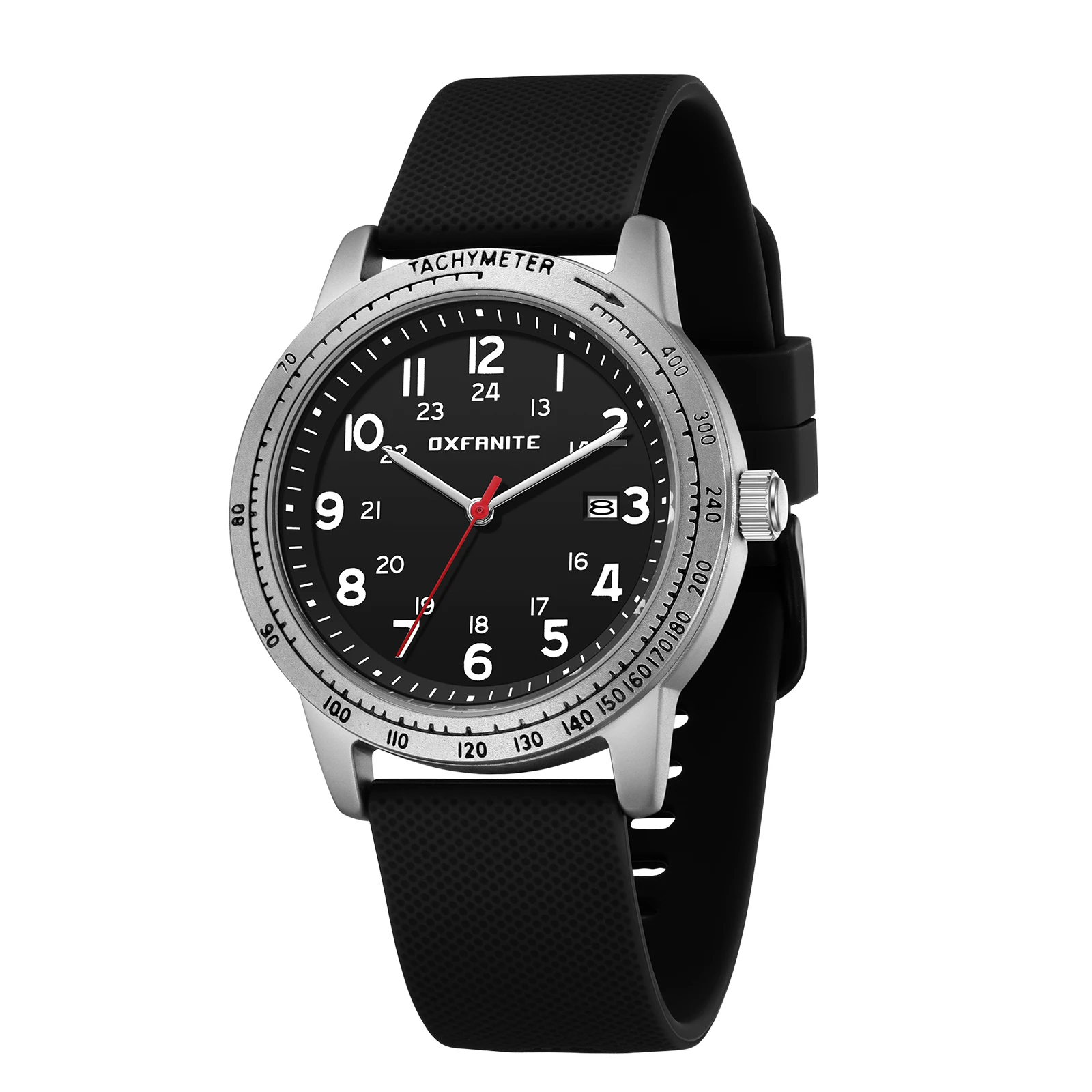 Top  design classic military  field watch for men, quartz  movement, calendar, water-resistant, 24-hour  format, silicone strap.