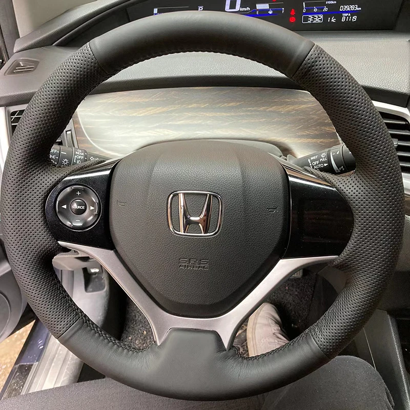 

12-15 дюймов для Honda 9/10 поколения Civic 13-20 нефритовый самодельный кожаный чехол для руля ручной работы Противоскользящий Автомобильный интерьер
