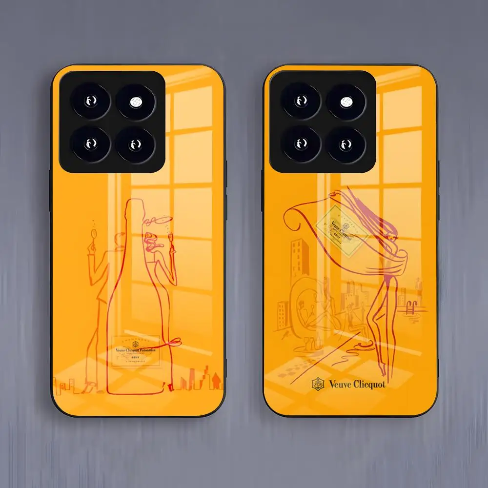 Funda de teléfono V-Veuve Of C-Clicquot para Xiaomi 15 14 13 12 S X Pro Lite Mi 11 Ultra T, cubierta de cristal negro