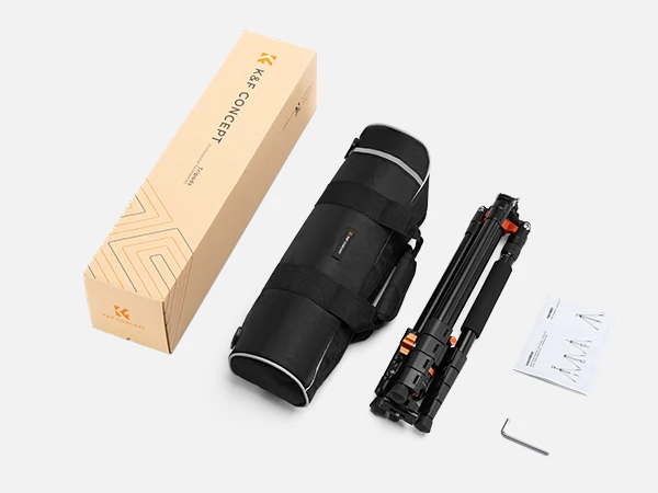 K&F CONCEPT aluminium camerastatief met een dwarsliggende middenkolom van 73 inch, een aluminium DSLR-statief met een 360 graden draaibare kogelkop, model T254A3+BH.28L.