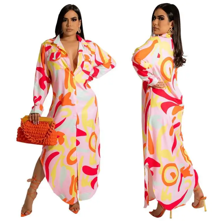 Dames bedrukte kraag lang Sve vest irt slim fit woon-werkverkeer sle polyestervezel zomer faion casual irt