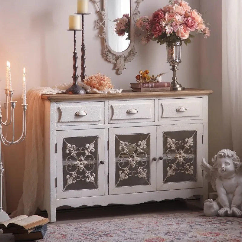 خزانة مدخل مزخرفة قديمة منحوتة لغرفة المعيشة خزانة أحذية منزلية B & B خزانة جانبية لتناول الطعام