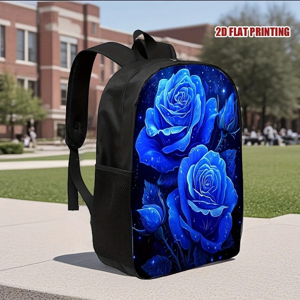 

Легкий дорожный рюкзак Starlight Blue Rose большой вместимости с регулируемыми комфортными лямками и моющимся застежением-молнией