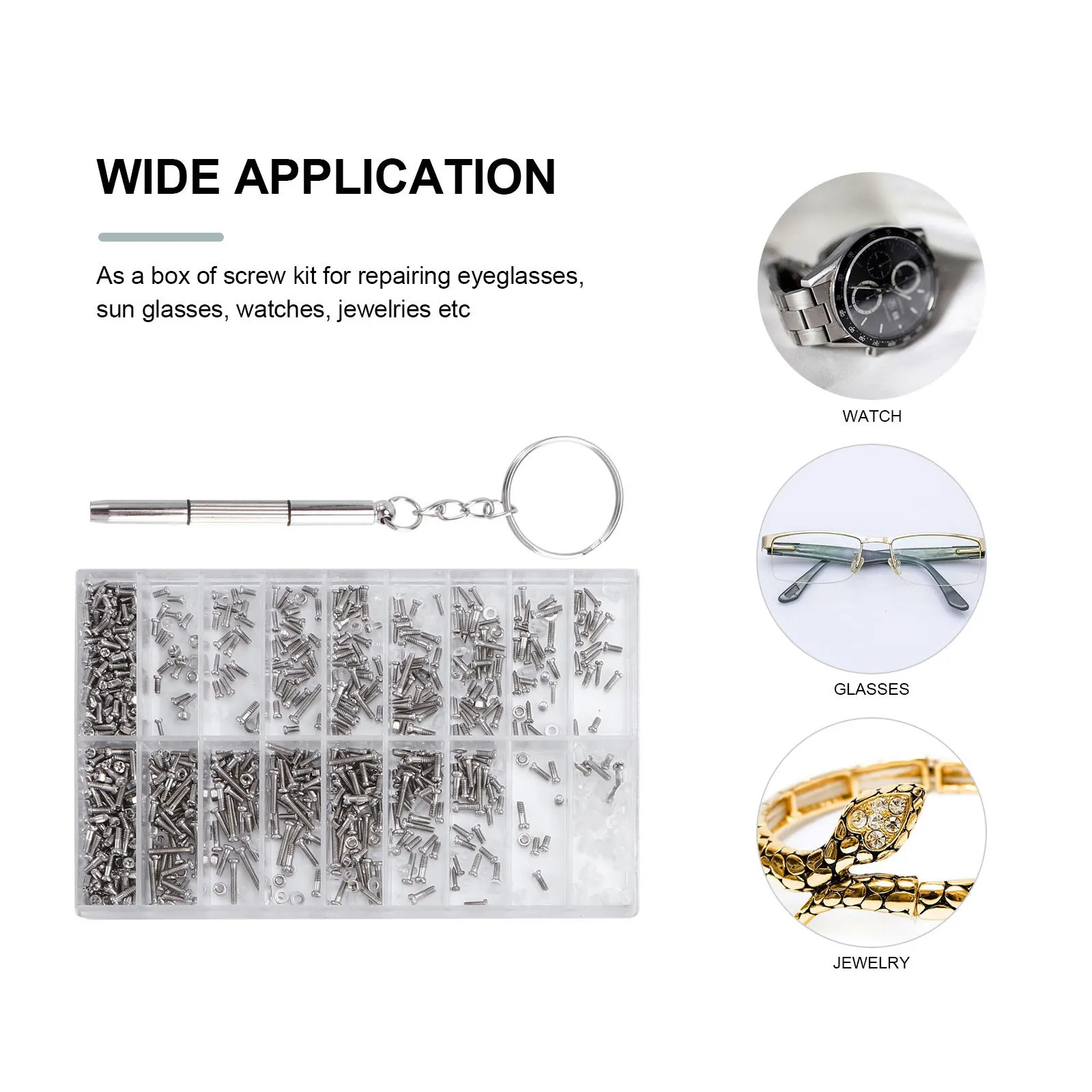 

1000Pcs Glasses Repair Screws Kit Premium Anti-Rust Tiny Screws Set for Sunglasses Watches Jewelry Repair Tool