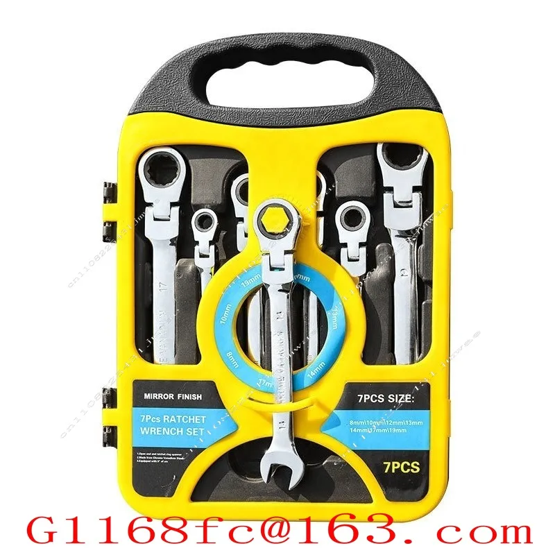 Dual-purpose Ratchet Quick Wrench Straight Handle Shaking Head Opening Plum Blossom Machinery Equipment Mirror Wrench