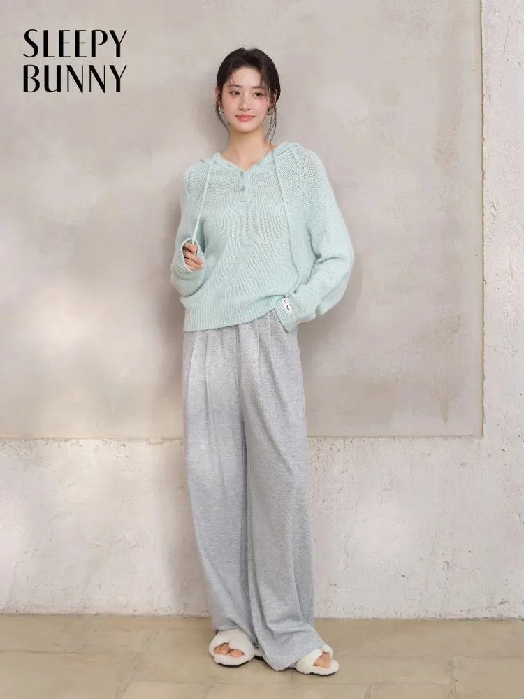 

Women Loose Wool Hoodie Sweater Lady Spring Soft Knit Pullover Casual Warm Versatile Base Layer Top Fashion Essential for Daily