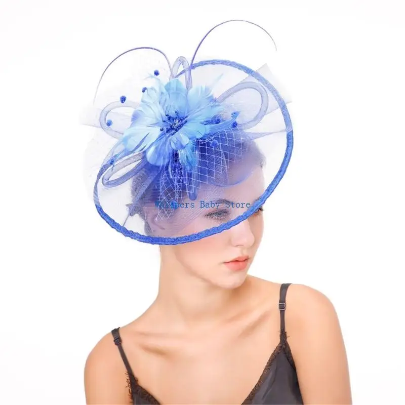 U90E Stylish Embellished Mesh Veil Hat Multiple Color Option Costume Fascinator For Fashionable Outfit Pairing
